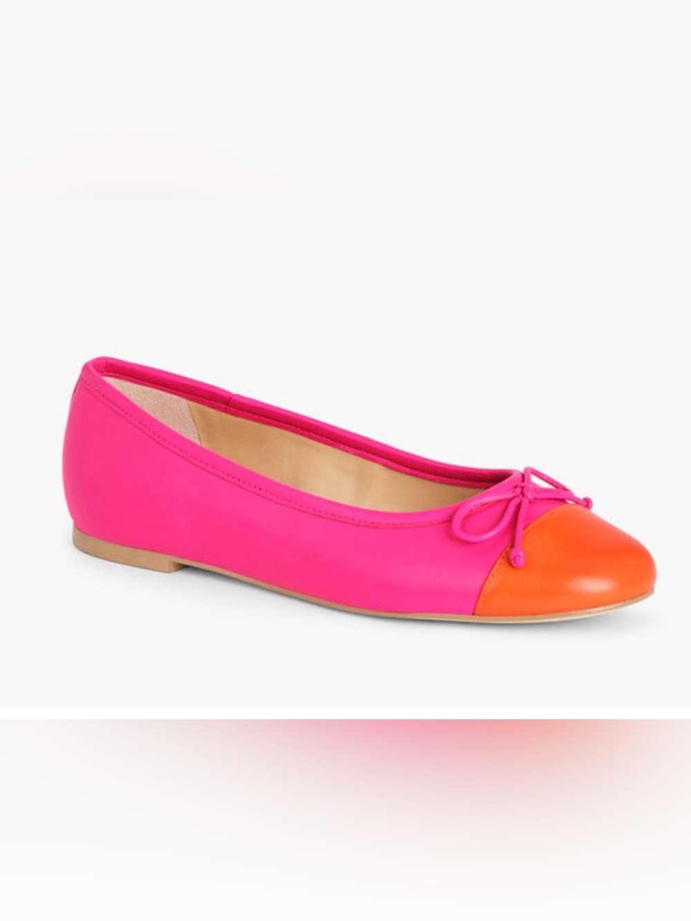 NEW TALBOTS PINK ORANGE BLAIR CAP TOE NAPPA LEATHER BALLET FLATS SHOES SZ 8